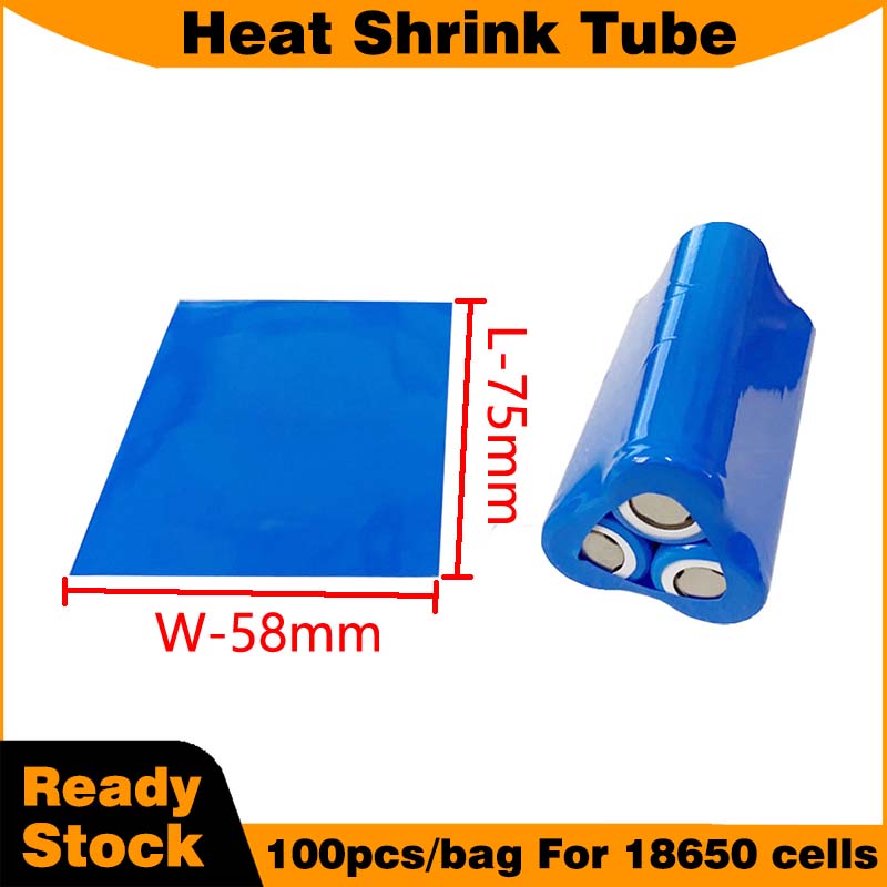 Shrink Wrap Pvc - Tube thermorétractable bleu pour piles 18650,